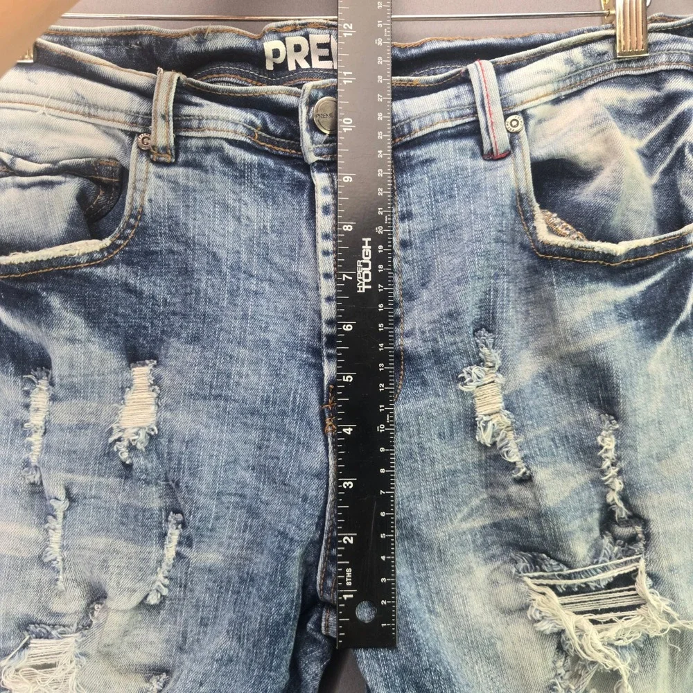 Preme Jeans Rest In Paradise Distressed Graphic Denim 34x33 Blue Palm Tree Slim